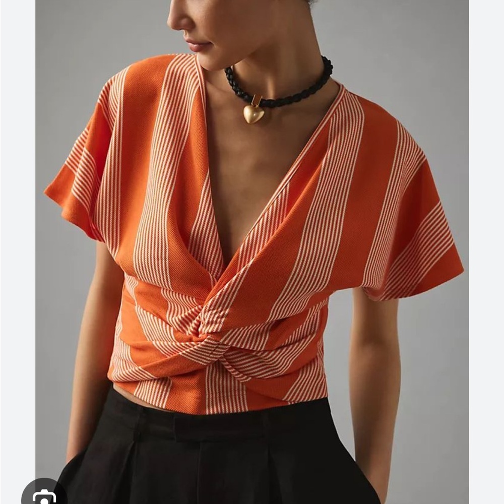 Anthropologie bishop and young orange striped top